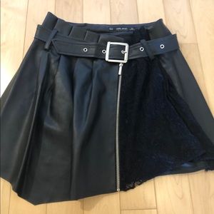 Zara Faux Leather Skort with Lace